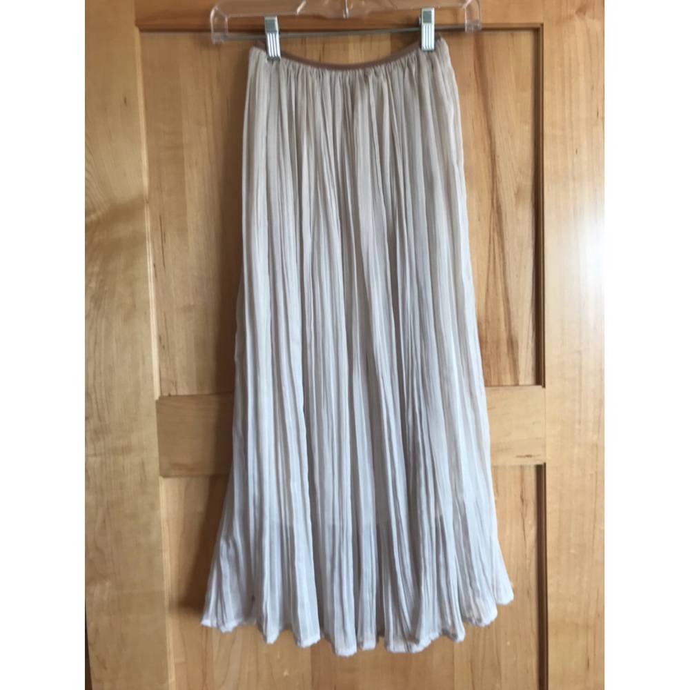 Korean Pleated Cream Skirt with Elastic Waistband